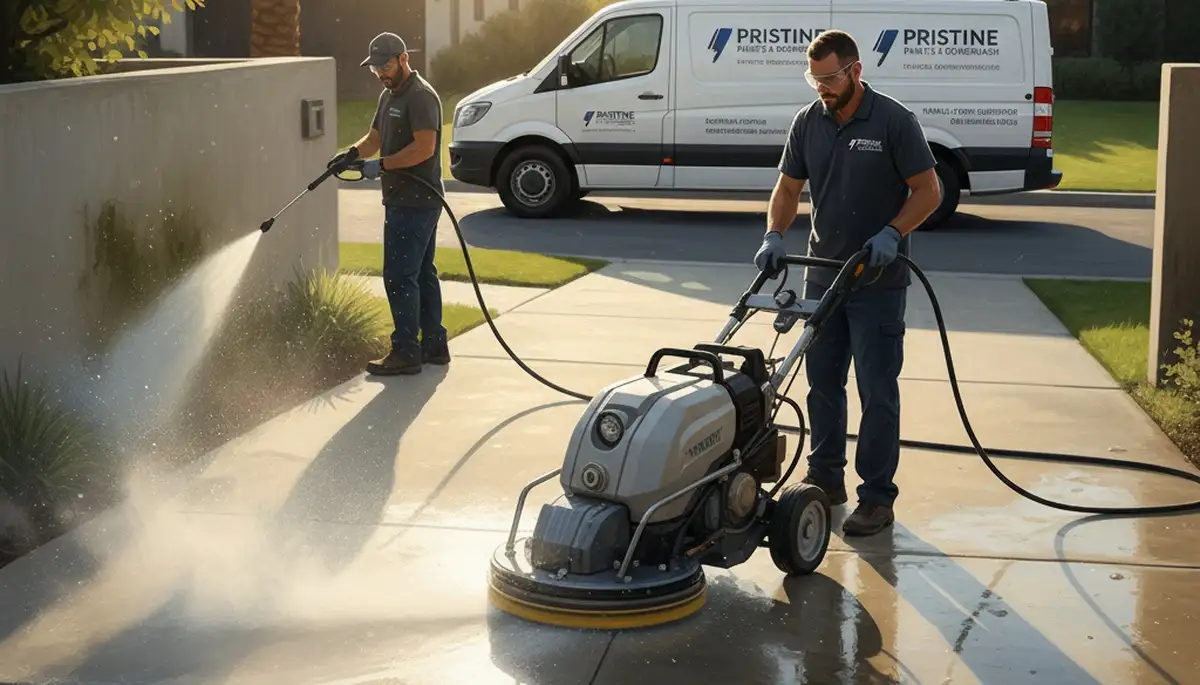 Concrete pressure cleaning in Redmond, WA removes moss and grime from driveways and walkways