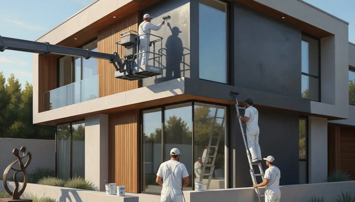 House painters in Redmond, WA applying durable exterior paint on a Pacific Northwest home