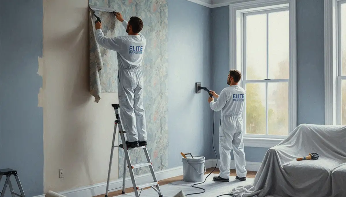 Wallpaper removal service in Redmond, WA by Redmond Paint Pros, readying walls for paint